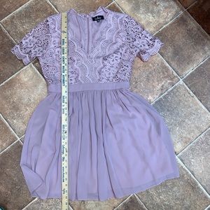 Lulus Angel in Disguise Dusty Lavender Lace Skater Dress size Med Nwot
